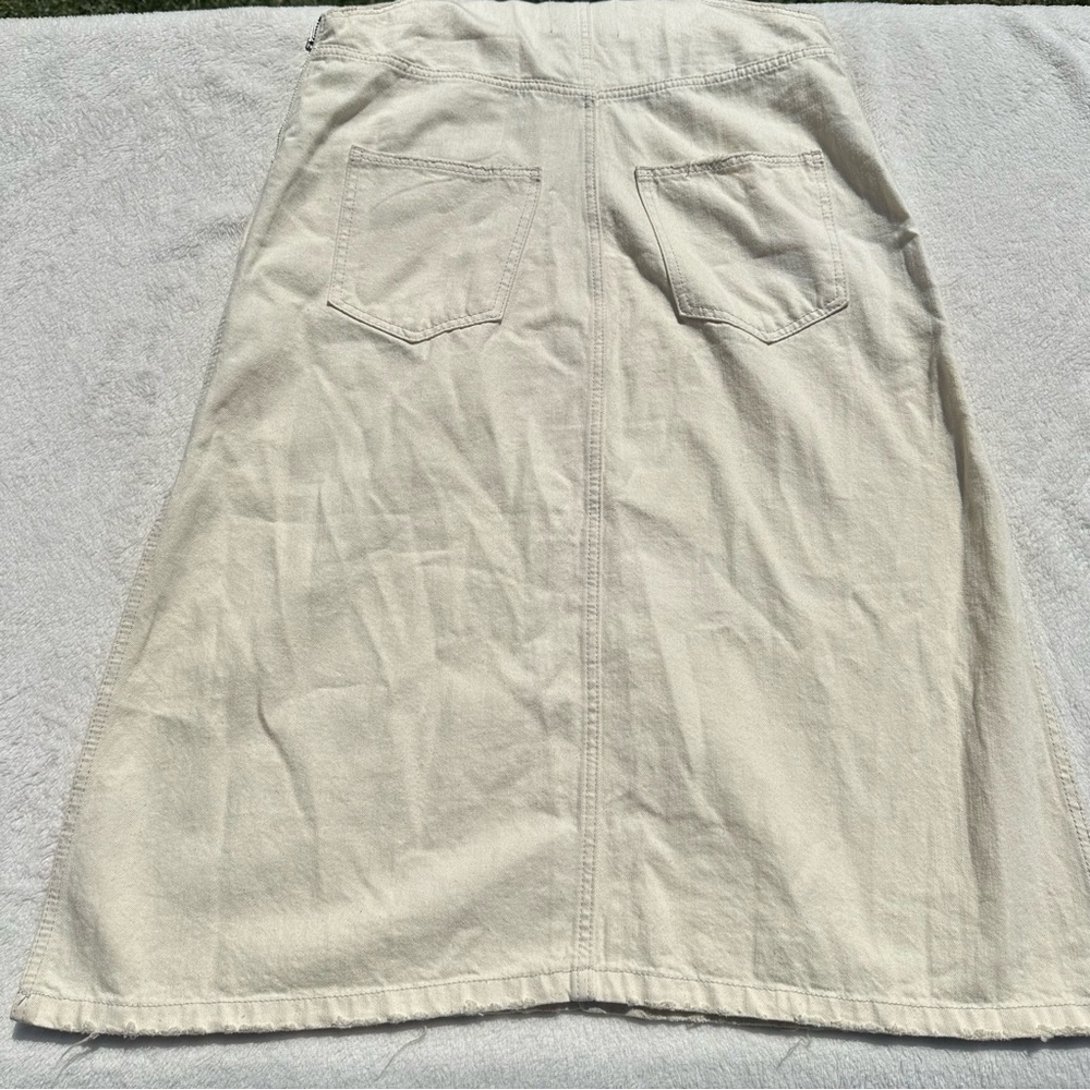 EU Zara TRF Cream Denim Overall Pinafore Midi Dress - Picture 5 of 16